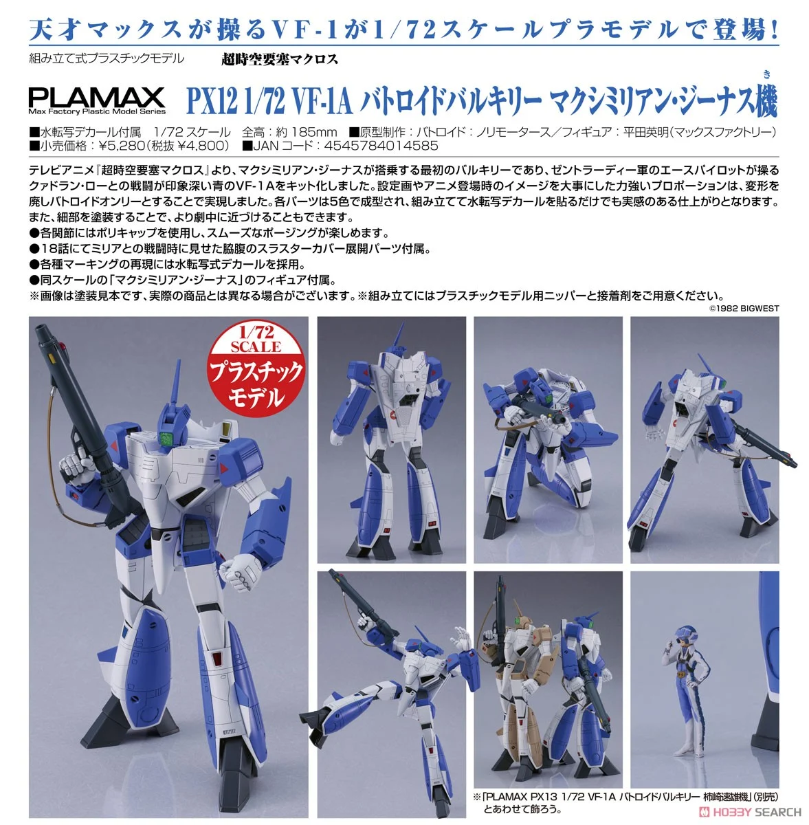 SheetNo:65983 <OrderPrice$268> #PX12 1/72 VF-1A 戰鬥機器人 女武神 麥斯機=PLAMAX 超時空要塞 模型(販路限定)