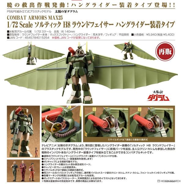 訂貨碼:67321 <訂價$280> #(免手續費)MAX25 Soltic H8 Roundfacer Hang Glider裝置形態(再販)=1/72 太陽之牙 Combat Armors模型