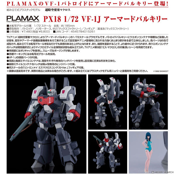 訂貨碼:67344 <訂價$380> #PX18 1/72 VF-1J 重裝甲女武神=超時空要塞 PLAMAX模型(販路限定)