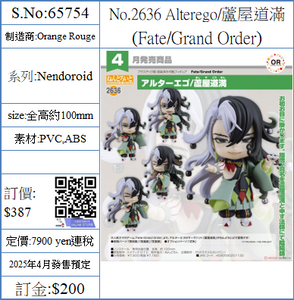 SheetNo:65754 <OrderPrice$387> #No.2636 Alterego/蘆屋道滿(Fate/Grand Order)=GS土偶