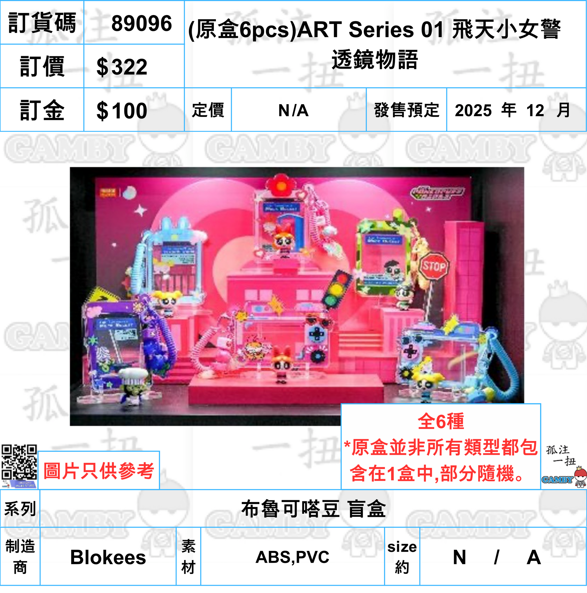 訂貨碼:89096 <訂價$322> #(免手續費)(原盒6pcs)ART Series 01 飛天小女警 透鏡物語=布魯可嗒豆 盲盒
