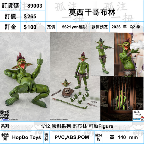 訂貨碼:89003  <訂價$265> #莫西干哥布林=1/12 原創系列 哥布林 可動Figure