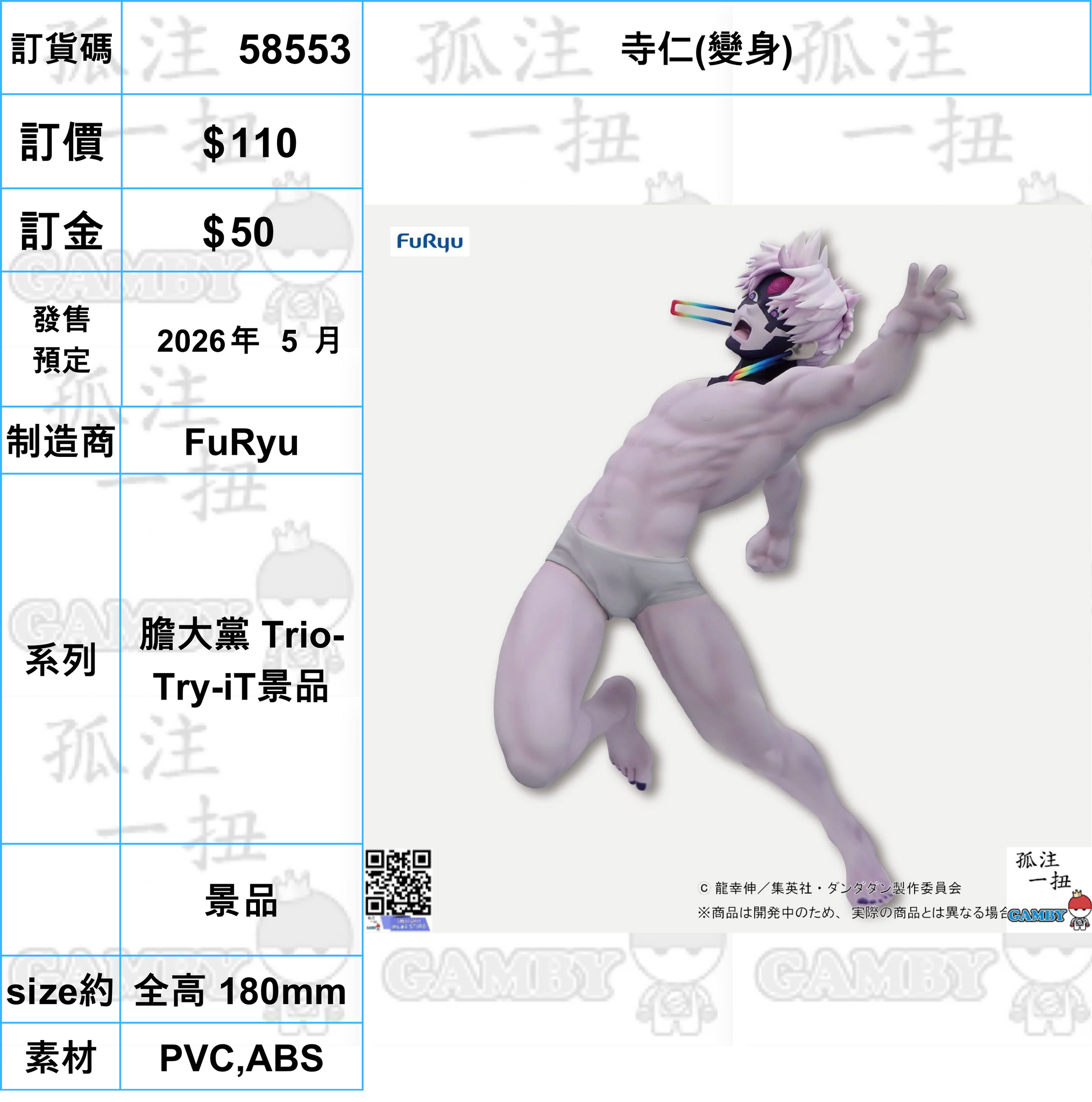 訂貨碼:58553 <訂價$110> #(免手續費)寺仁(變身)=膽大黨 Trio-Try-iT景品