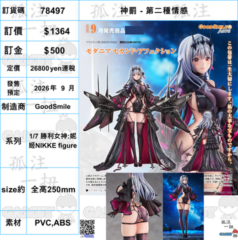 訂貨碼:78497 <訂價$1364> #(免手續費)神罰 - 第二種情感=1/7 勝利女神:妮姬NIKKE figure