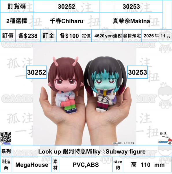訂貨碼:30252&30253 <訂價各$238> #(免手續費)千春Chiharu or 真希奈Makina=Look up 銀河特急Milky☆Subway figure
