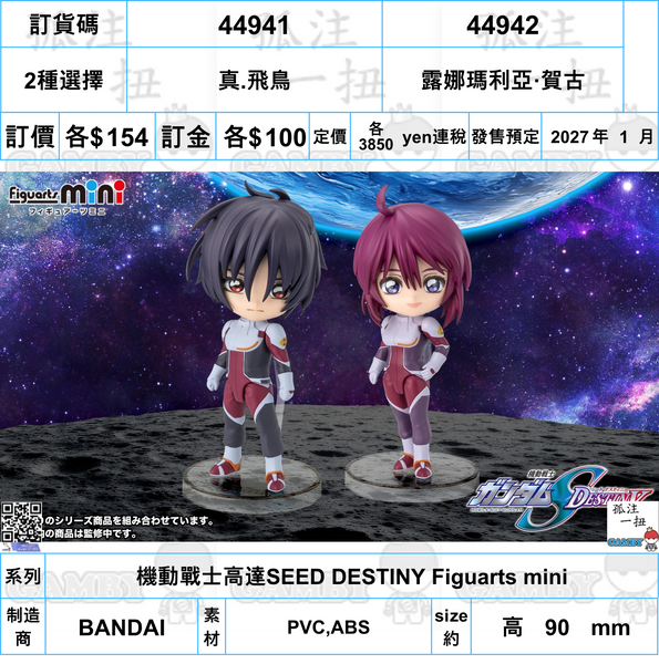 訂貨碼:44941&44942 <訂價各$154> #(免手續費)機動戰士高達SEED DESTINY Figuarts mini