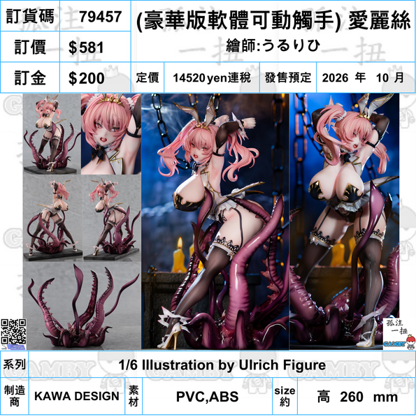 訂貨碼:79457 <訂價$581> #免手續費((豪華版軟體可動觸手) 愛麗絲 繪師:うるりひ=1/6 Illustration by Ulrich Figure
