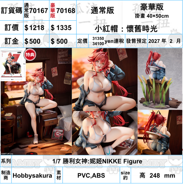 訂貨碼:70167&70168 <訂價$1218&1335> #(免手續費)小紅帽：懷舊時光=1/7 勝利女神:妮姬NIKKE Figure