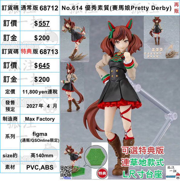 訂貨碼:68713&68714 <訂價$557&645> #(免手續費)No.614 優秀素質(賽馬娘Pretty Derby)再販=figma