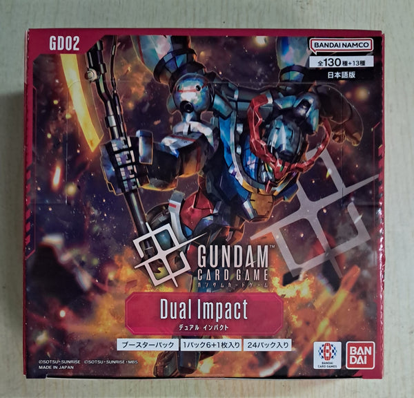 Z(ONLINESALES等通知現貨)No:912184 <Price$345> #(日版)原盒24包(1包6枚+1枚) GD02 Dual Impact=Gundam Card Game Booster Pack【現貨 卡牌類】4582769912184